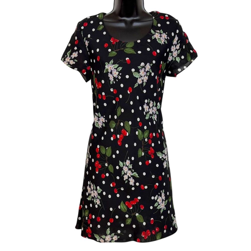 VTG 90s FLORAL & CHERRY DRESS GRUNGE COQUETTE WHIMSIGOTH DRESS U BY SHARON 7 8